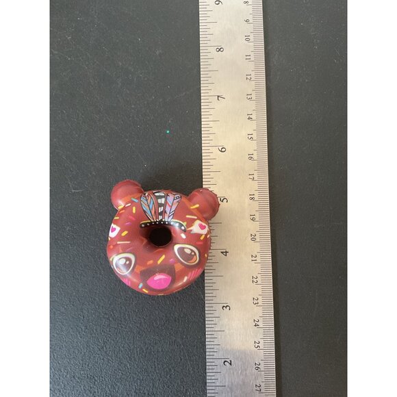 Mini Doll Donut Shaped Red Bear Decorative Squishy Toy Sprinkles - Picture 3 of 4